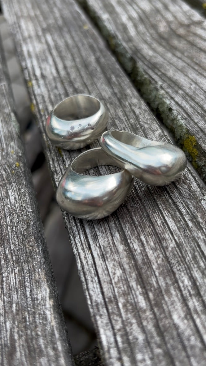 Big Bean Silver Dome Ring