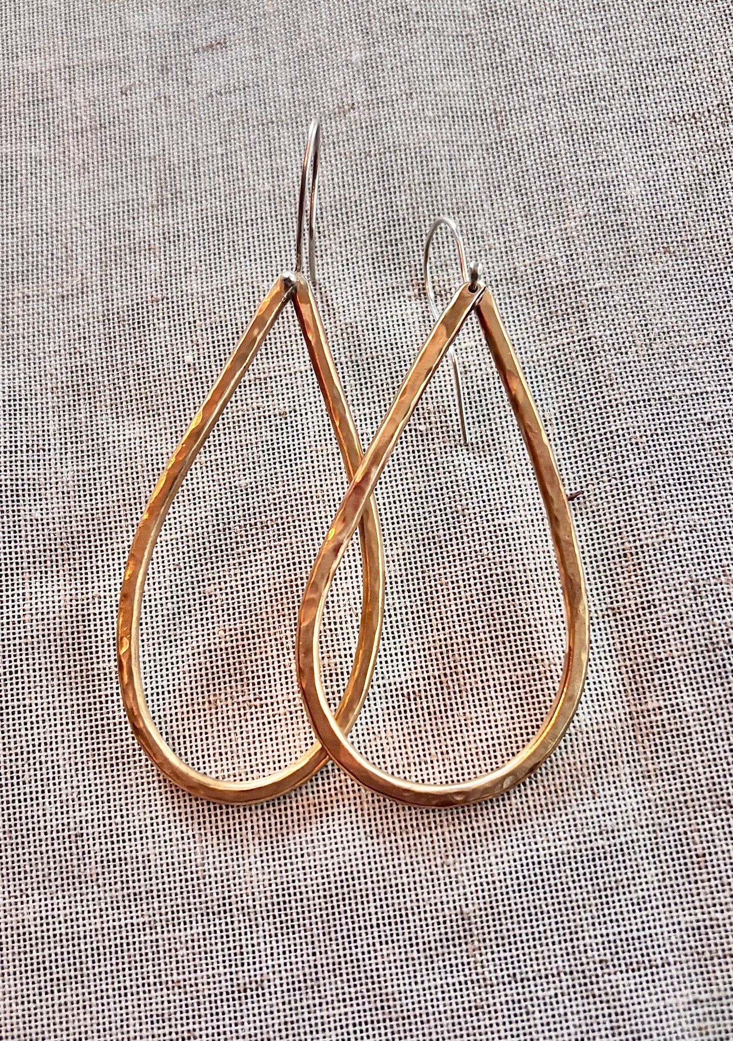Hammered Brass Teardrops