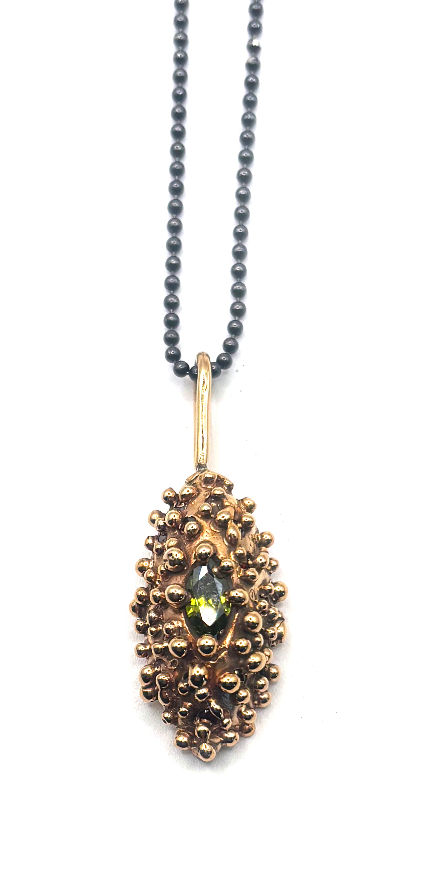 Bronze Bubble Oval Pendant-Green