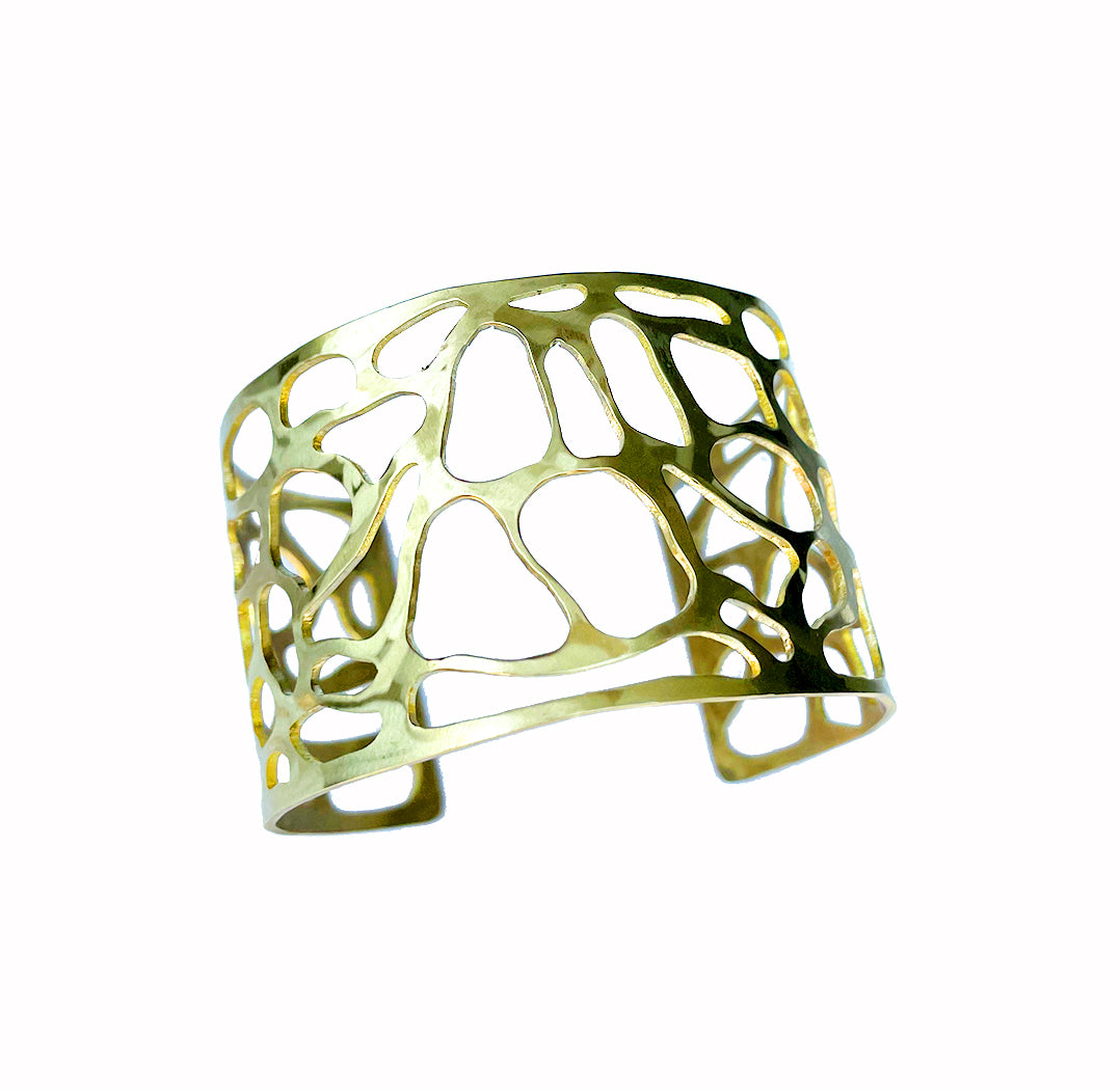 cuff bracelet, brass, lattice
