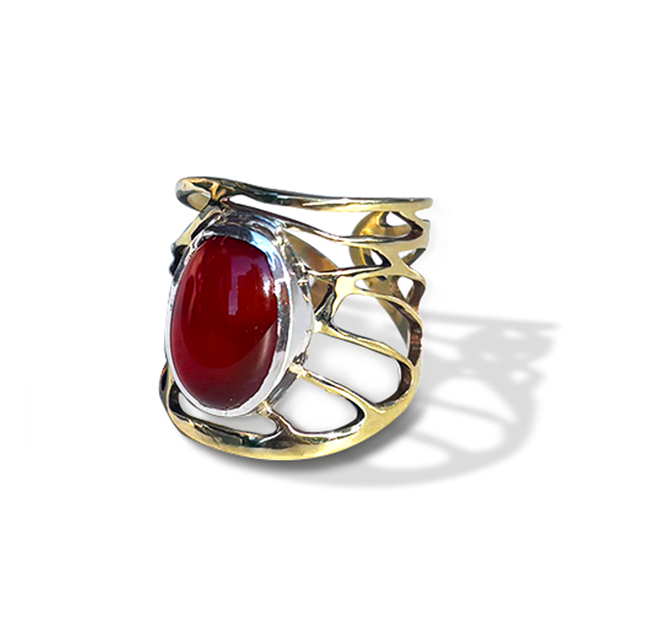 carnelian and brass wing ring