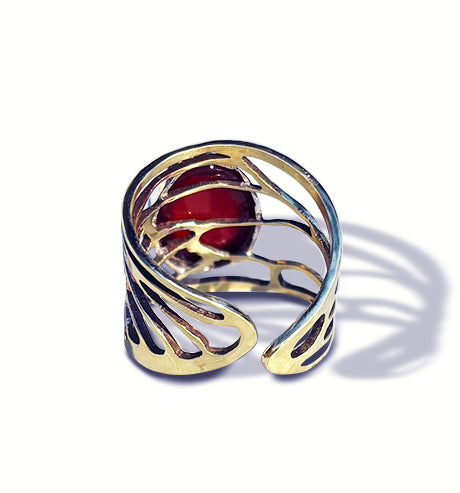 carnelian and brass wing ring