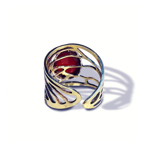 carnelian and brass wing ring