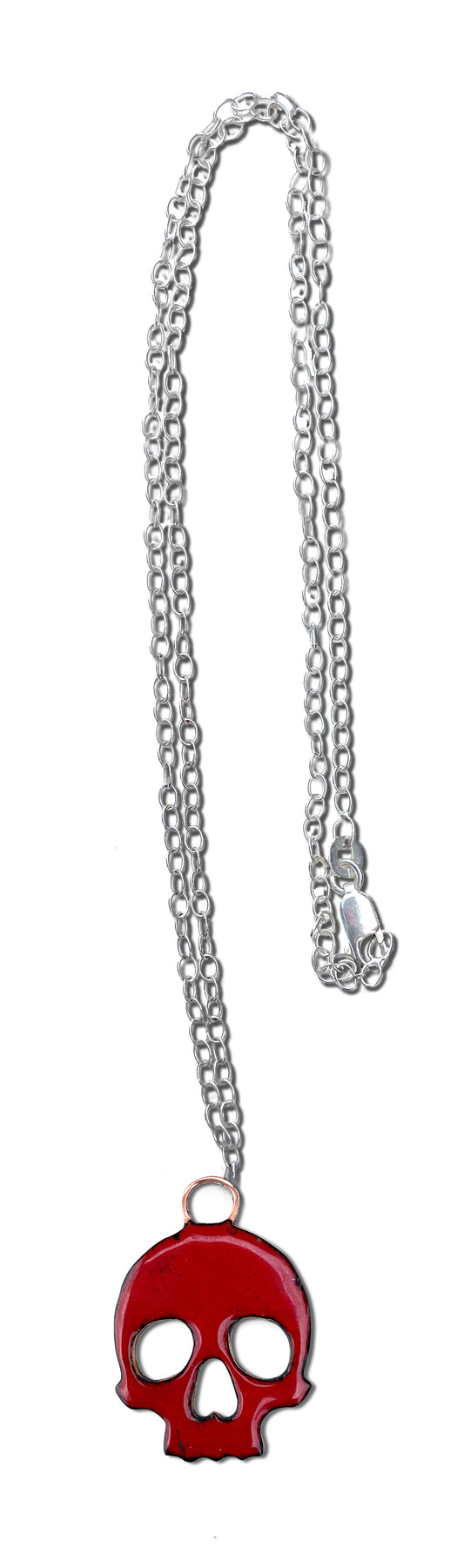 skull pendant, enamel, red/black