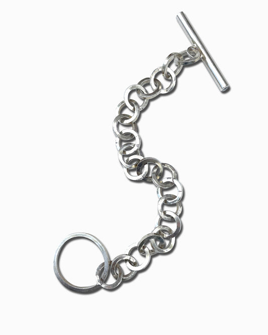 chunky square sterling silver chain bracelet with toggle clasp
