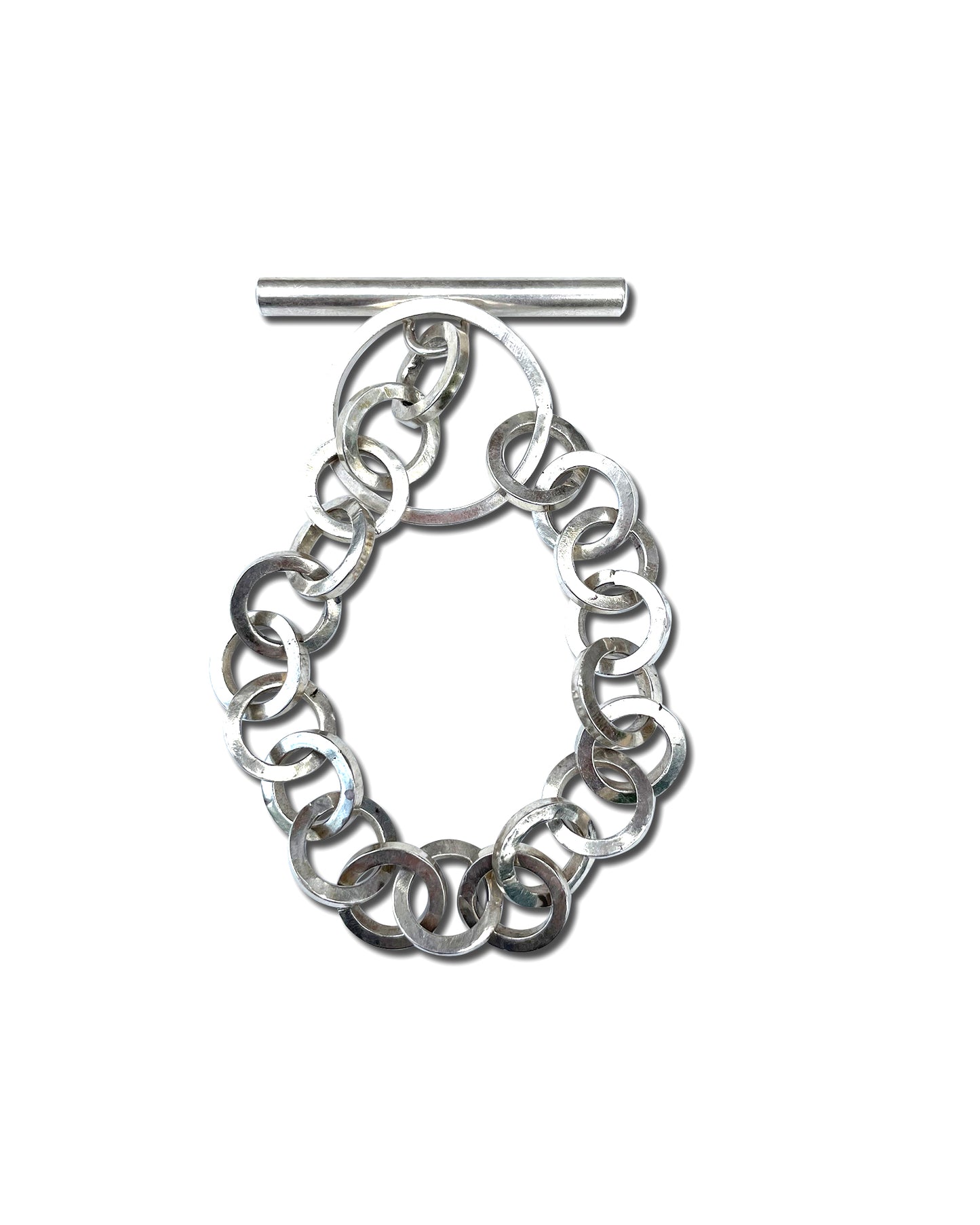 chunky square sterling silver chain bracelet with toggle clasp