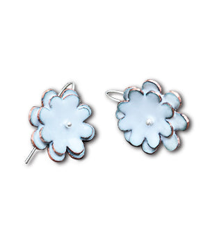 white enamel flower dangle earrings