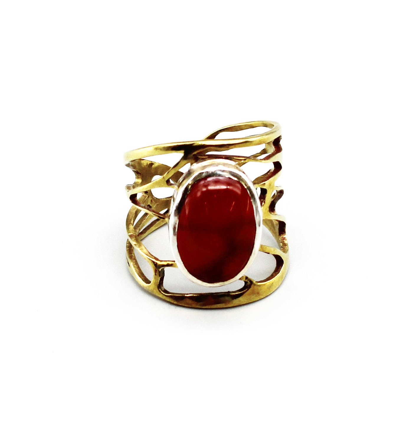 cicada wing ring with carnelian stone