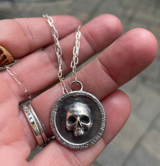 momento mori skull coin pendant