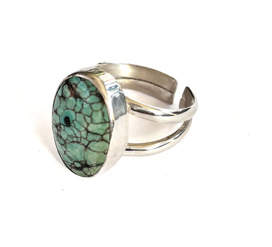 Turquoise and silver ring