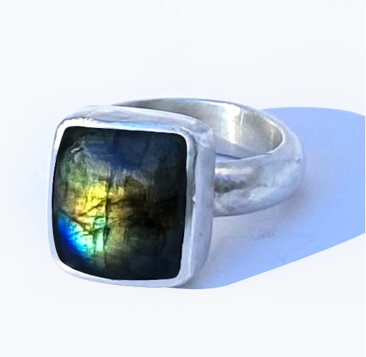 Square laboradorite ring