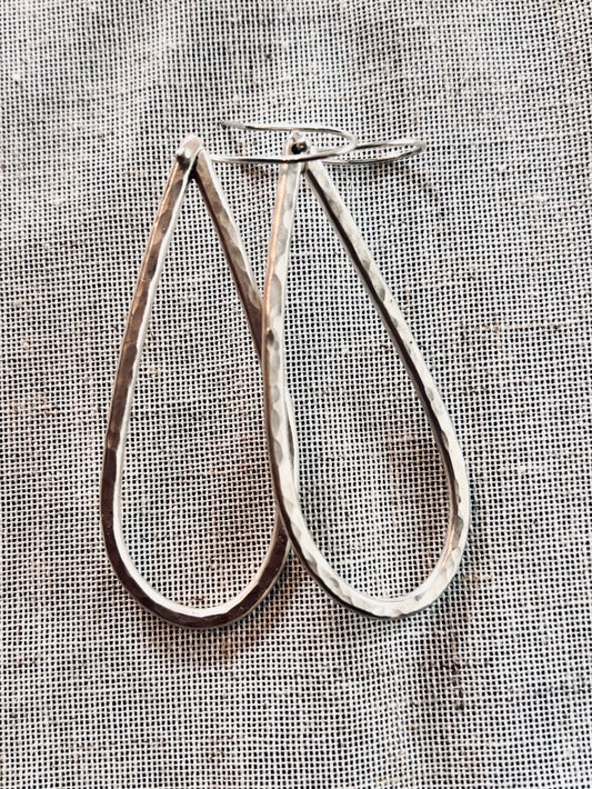 Hammered Sterling teardrops