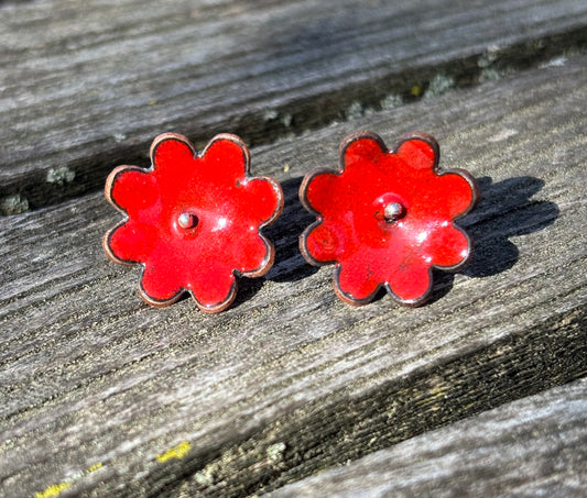 Enamel flower studs