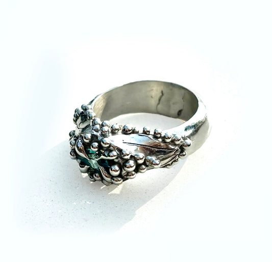 Venus Flytrap Ring with Teal stone