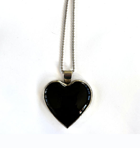 Black enamel heart pendant