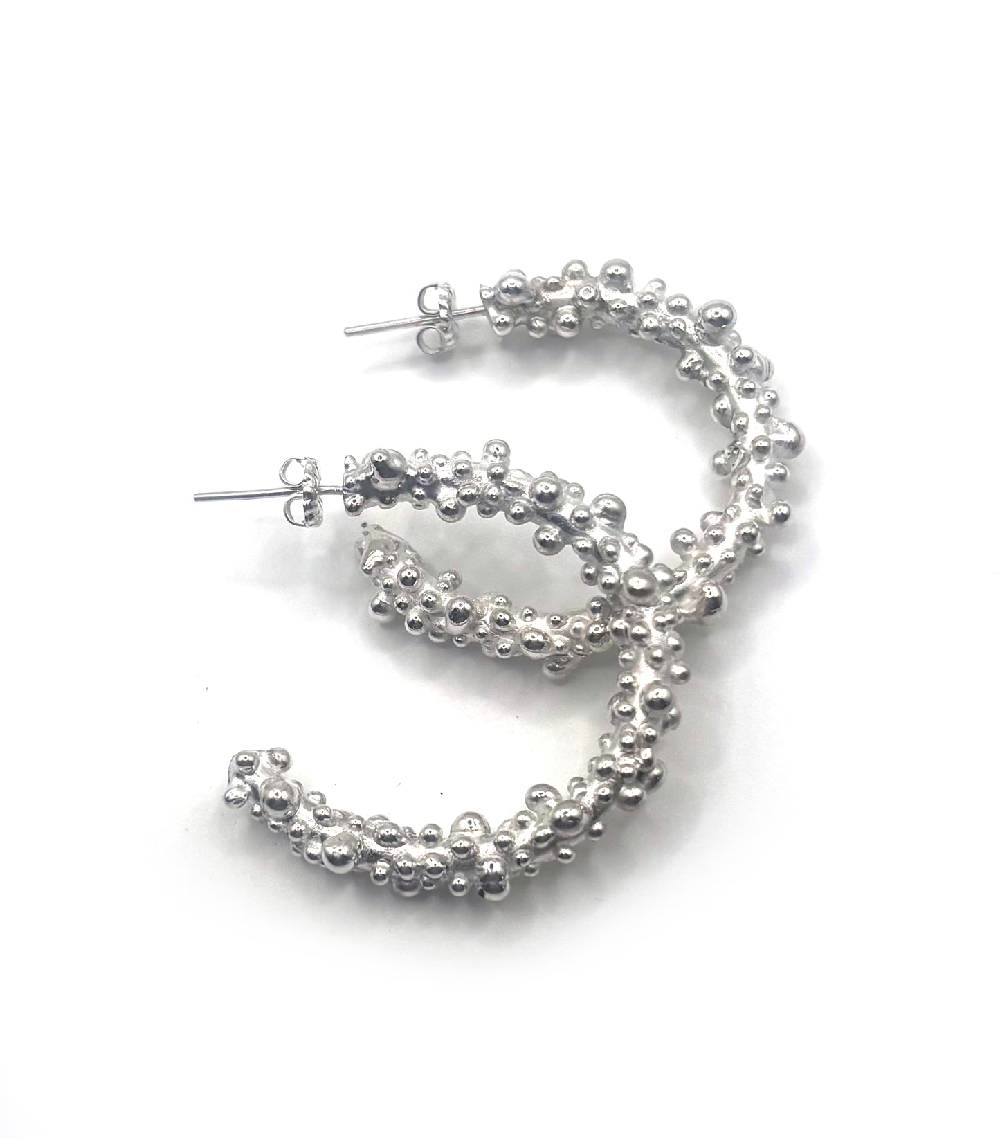 Bubble Hoops in Silver, medium
