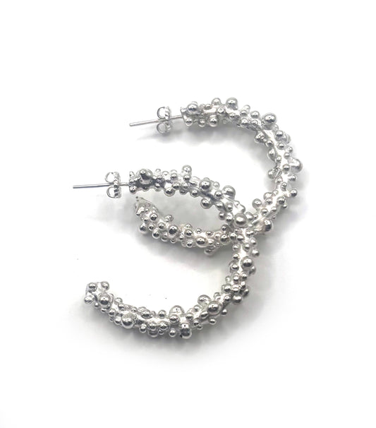 Bubble Hoops in Silver, medium