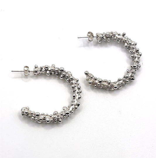 Bubble Hoops in Silver, medium