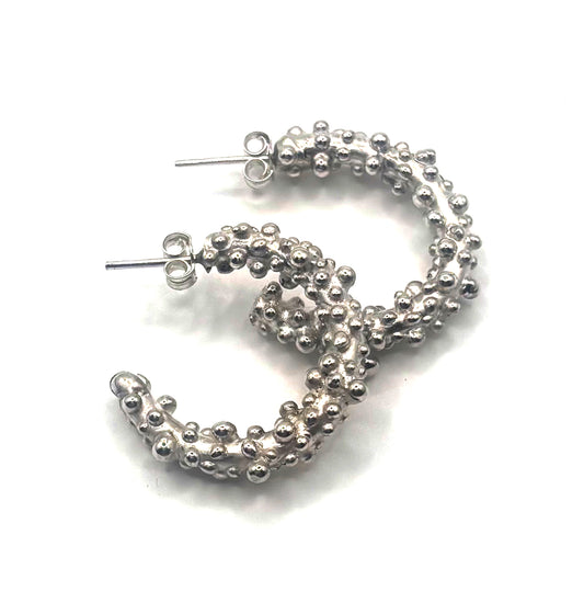 Bubble Hoops in Silver, small