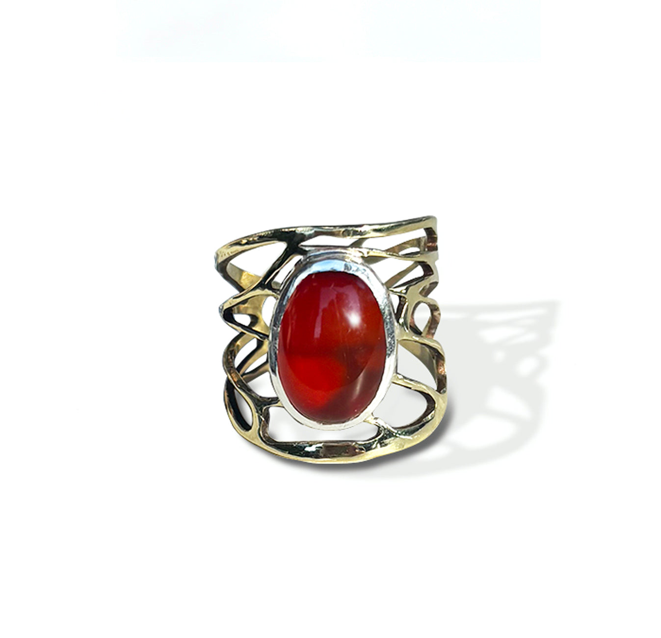 carnelian and brass wing ring