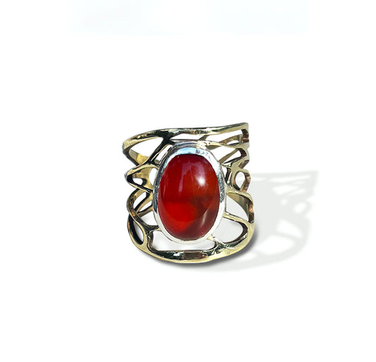 carnelian and brass wing ring