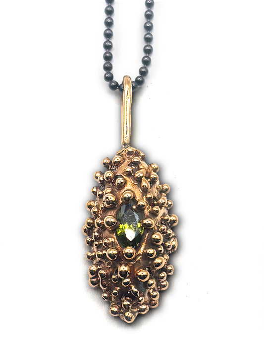 Bronze Bubble Oval Pendant-Green