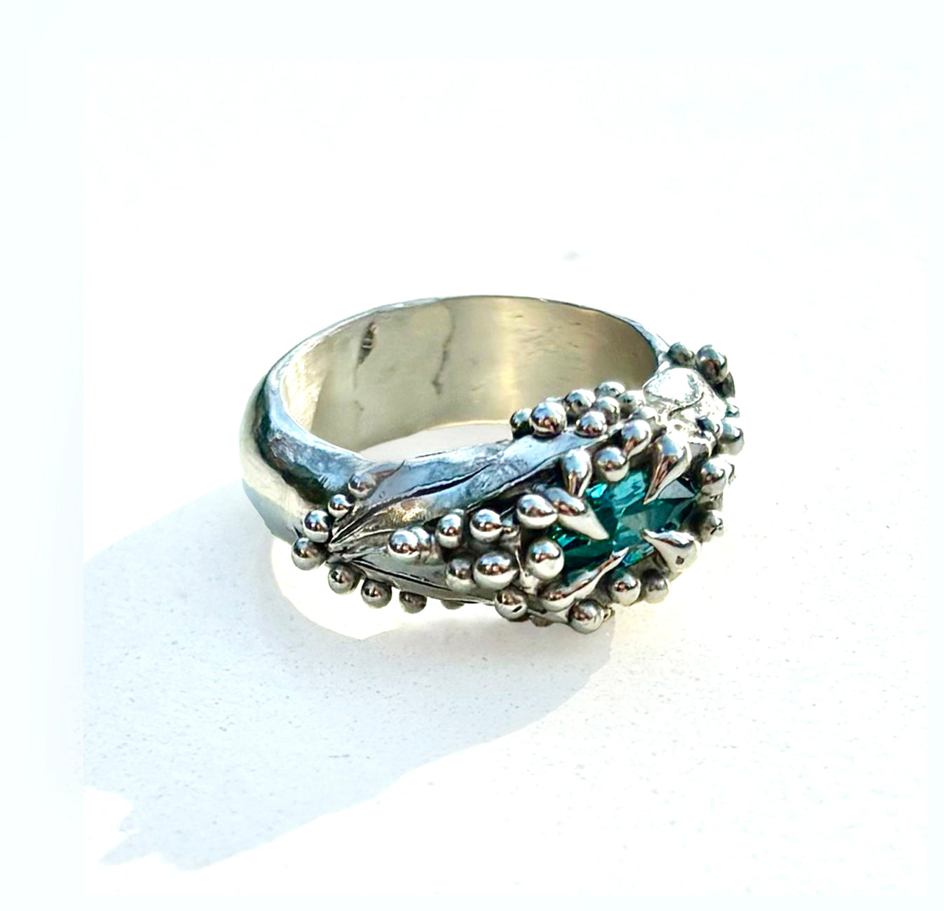 Venus Flytrap Ring with Teal stone